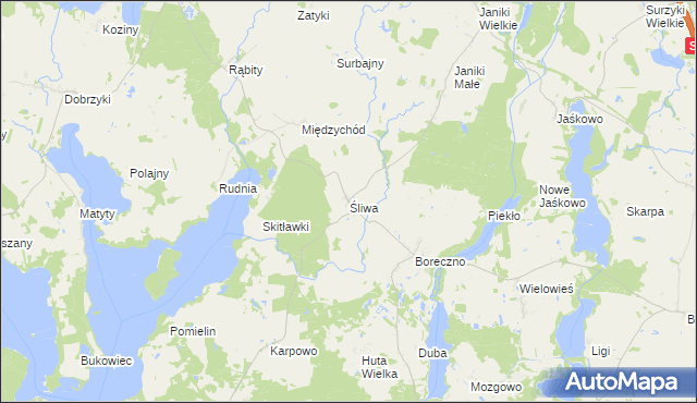 mapa Śliwa, Śliwa na mapie Targeo