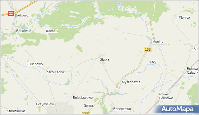 mapa Słupia gmina Debrzno, Słupia gmina Debrzno na mapie Targeo