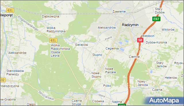 mapa Słupno gmina Radzymin, Słupno gmina Radzymin na mapie Targeo