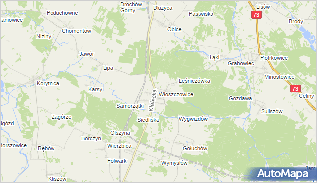 mapa Włoszczowice, Włoszczowice na mapie Targeo