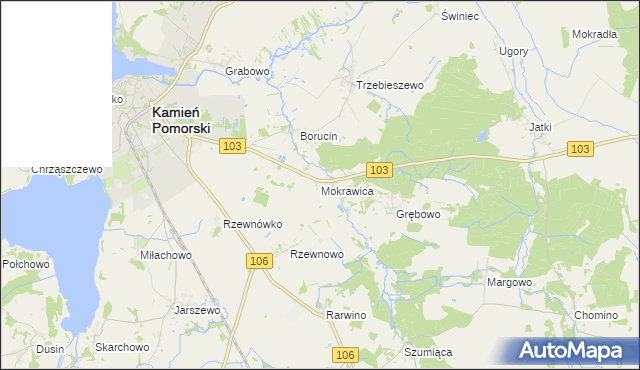mapa Mokrawica, Mokrawica na mapie Targeo