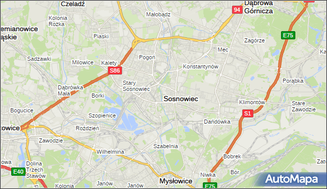 mapa Sosnowca, Sosnowiec na mapie Targeo