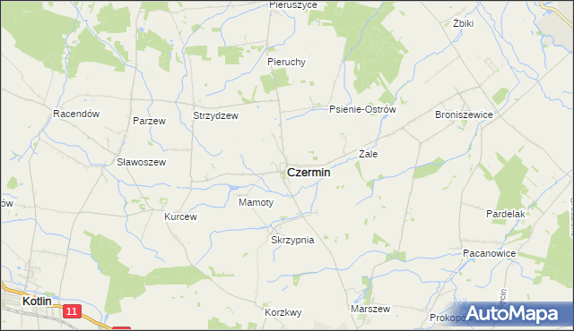 mapa Czermin powiat pleszewski, Czermin powiat pleszewski na mapie Targeo