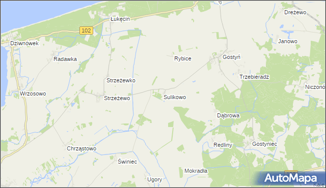 mapa Sulikowo gmina Świerzno, Sulikowo gmina Świerzno na mapie Targeo