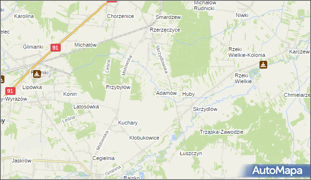 mapa Adamów gmina Kłomnice, Adamów gmina Kłomnice na mapie Targeo