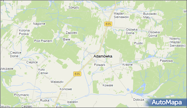 mapa Adamówka powiat przeworski, Adamówka powiat przeworski na mapie Targeo