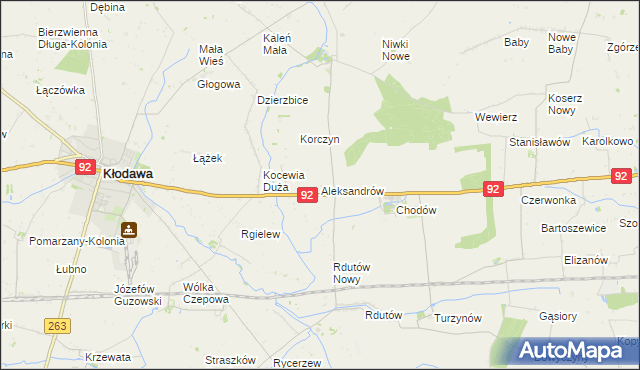 mapa Aleksandrów gmina Chodów, Aleksandrów gmina Chodów na mapie Targeo