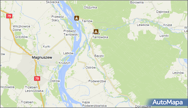 mapa Bączki gmina Maciejowice, Bączki gmina Maciejowice na mapie Targeo