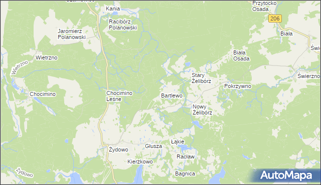 mapa Bartlewo gmina Polanów, Bartlewo gmina Polanów na mapie Targeo