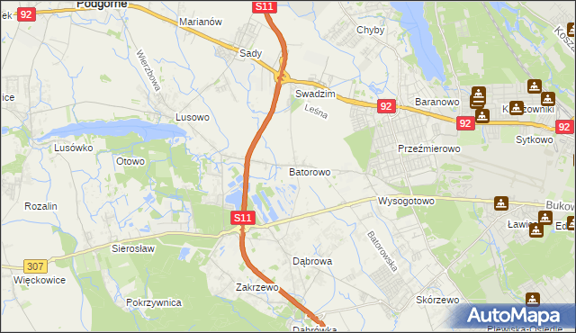 mapa Batorowo gmina Tarnowo Podgórne, Batorowo gmina Tarnowo Podgórne na mapie Targeo