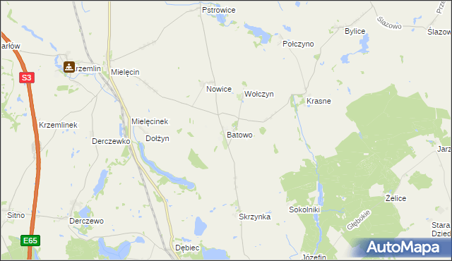 mapa Batowo, Batowo na mapie Targeo