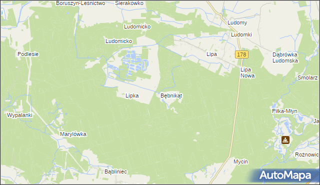 mapa Bębnikąt gmina Oborniki, Bębnikąt gmina Oborniki na mapie Targeo