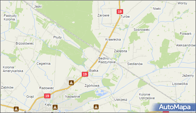 mapa Bedlno Radzyńskie, Bedlno Radzyńskie na mapie Targeo