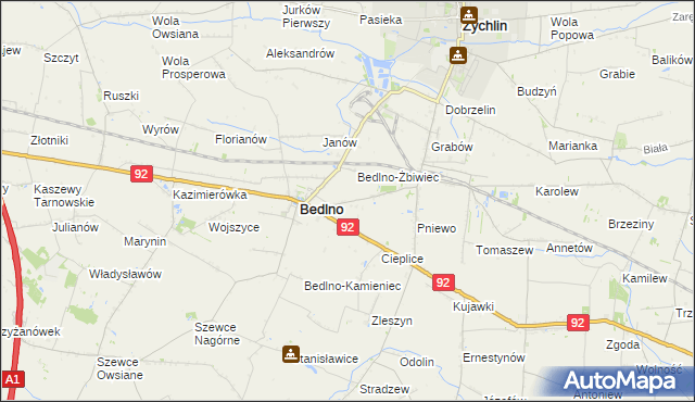 mapa Bedlno-Wieś, Bedlno-Wieś na mapie Targeo