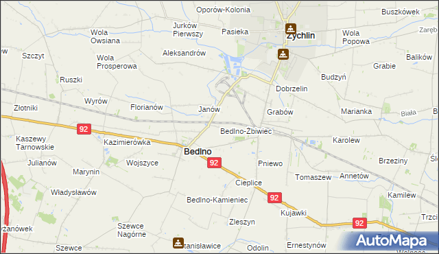 mapa Bedlno-Żbiwiec, Bedlno-Żbiwiec na mapie Targeo