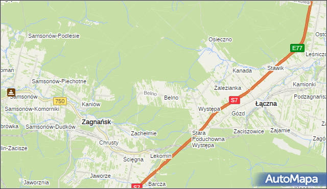 mapa Belno gmina Zagnańsk, Belno gmina Zagnańsk na mapie Targeo