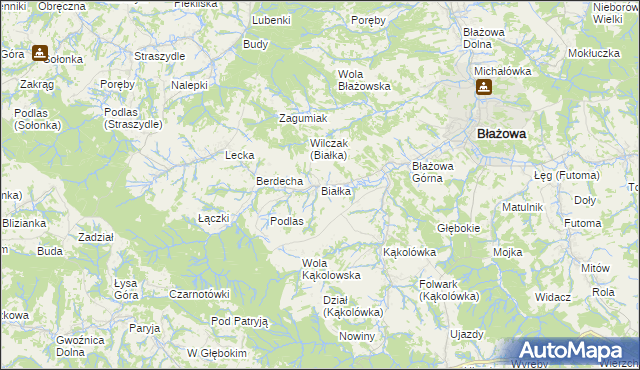 mapa Białka gmina Błażowa, Białka gmina Błażowa na mapie Targeo