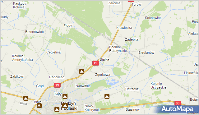 mapa Białka gmina Radzyń Podlaski, Białka gmina Radzyń Podlaski na mapie Targeo