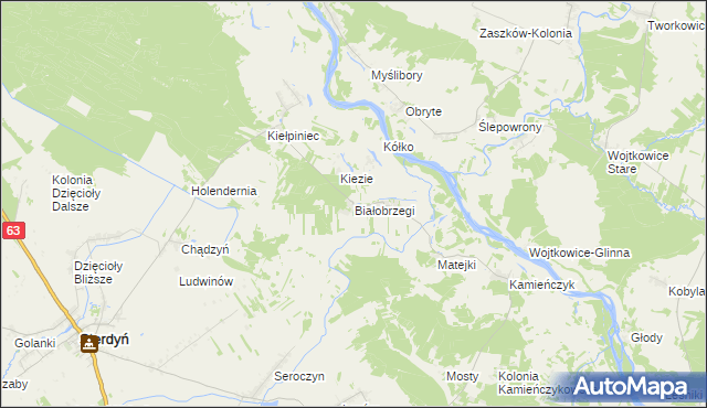 mapa Białobrzegi gmina Sterdyń, Białobrzegi gmina Sterdyń na mapie Targeo
