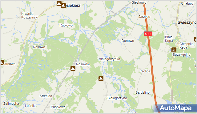 mapa Białogórzynko, Białogórzynko na mapie Targeo