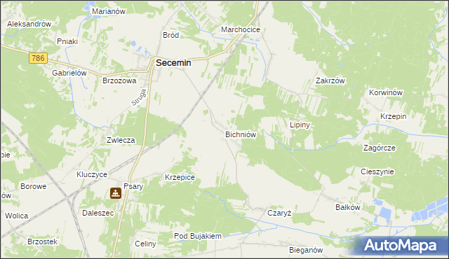 mapa Bichniów, Bichniów na mapie Targeo