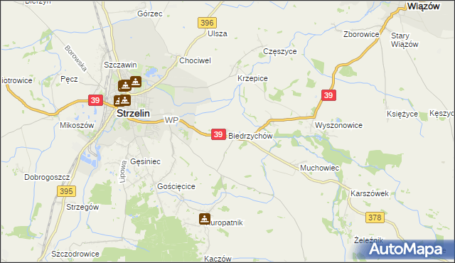 mapa Biedrzychów gmina Strzelin, Biedrzychów gmina Strzelin na mapie Targeo