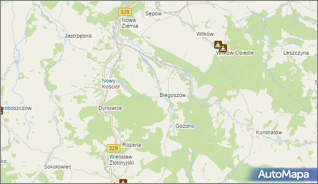 mapa Biegoszów, Biegoszów na mapie Targeo