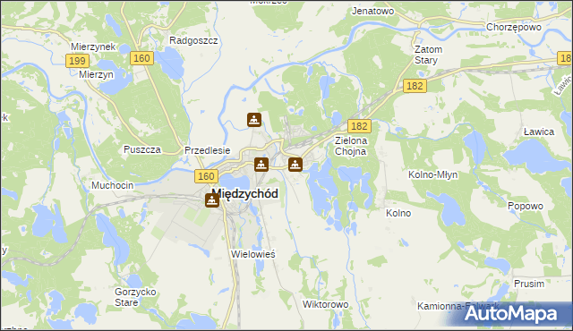 mapa Bielsko gmina Międzychód, Bielsko gmina Międzychód na mapie Targeo