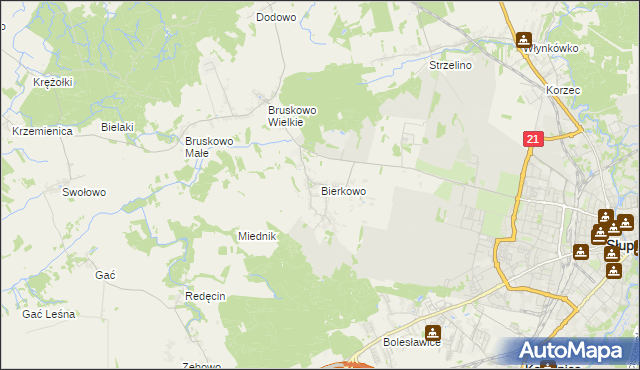 mapa Bierkowo, Bierkowo na mapie Targeo