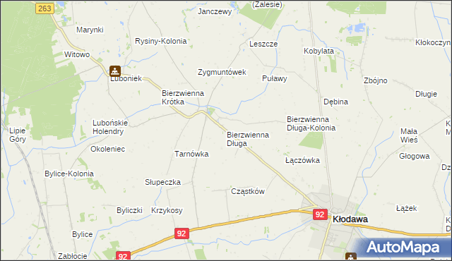 mapa Bierzwienna Długa, Bierzwienna Długa na mapie Targeo