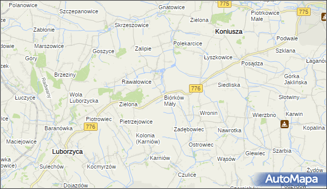 mapa Biórków Mały, Biórków Mały na mapie Targeo