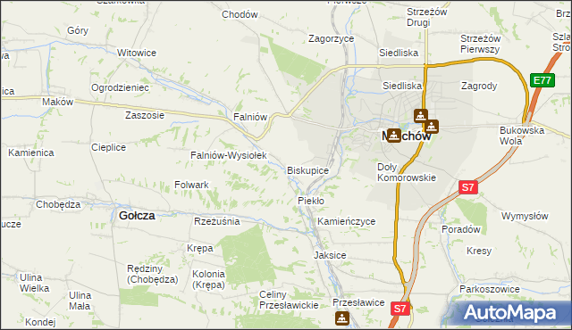 mapa Biskupice gmina Miechów, Biskupice gmina Miechów na mapie Targeo