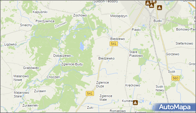 mapa Bledzewko, Bledzewko na mapie Targeo