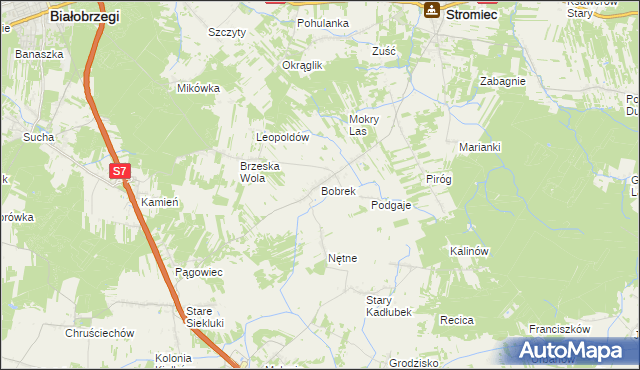 mapa Bobrek gmina Stromiec, Bobrek gmina Stromiec na mapie Targeo