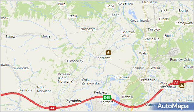 mapa Bobrowa gmina Żyraków, Bobrowa gmina Żyraków na mapie Targeo