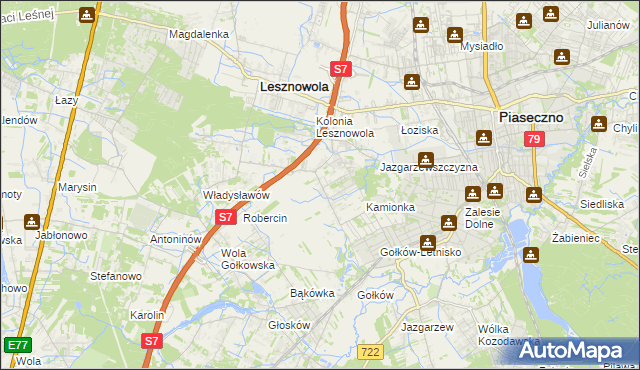 mapa Bobrowiec gmina Piaseczno, Bobrowiec gmina Piaseczno na mapie Targeo