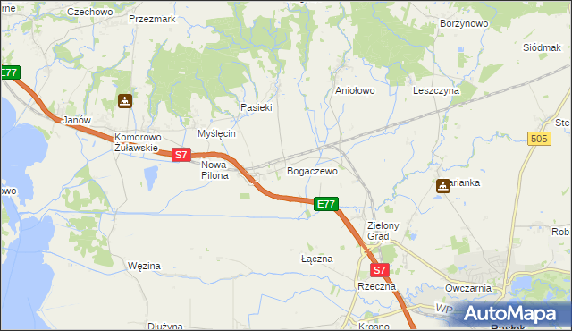 mapa Bogaczewo gmina Elbląg, Bogaczewo gmina Elbląg na mapie Targeo