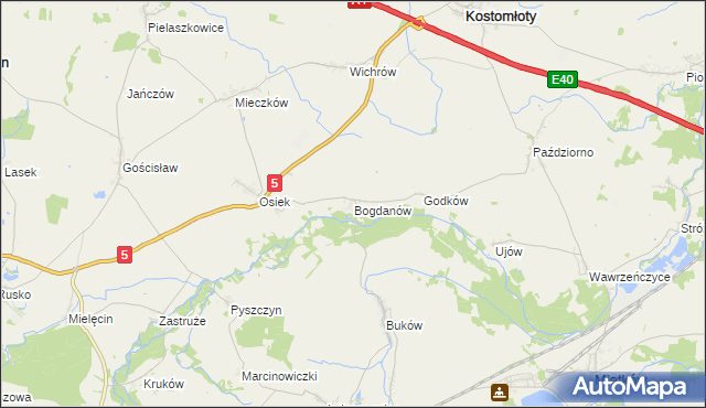 mapa Bogdanów gmina Kostomłoty, Bogdanów gmina Kostomłoty na mapie Targeo