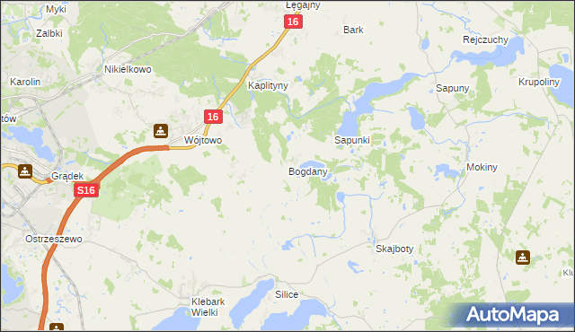 mapa Bogdany gmina Barczewo, Bogdany gmina Barczewo na mapie Targeo