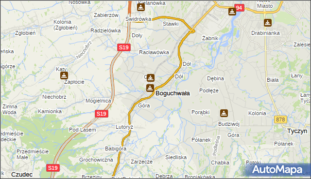 mapa Boguchwała powiat rzeszowski, Boguchwała powiat rzeszowski na mapie Targeo