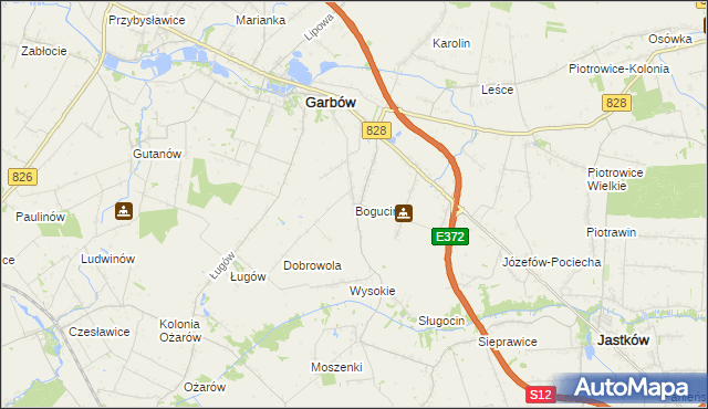 mapa Bogucin gmina Garbów, Bogucin gmina Garbów na mapie Targeo