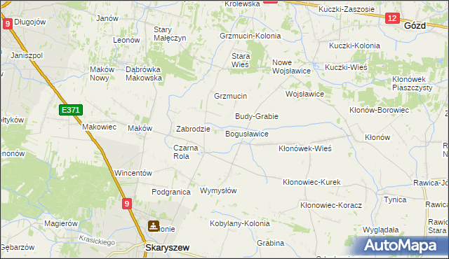 mapa Bogusławice gmina Skaryszew, Bogusławice gmina Skaryszew na mapie Targeo