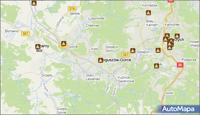 mapa Boguszów-Gorce, Boguszów-Gorce na mapie Targeo