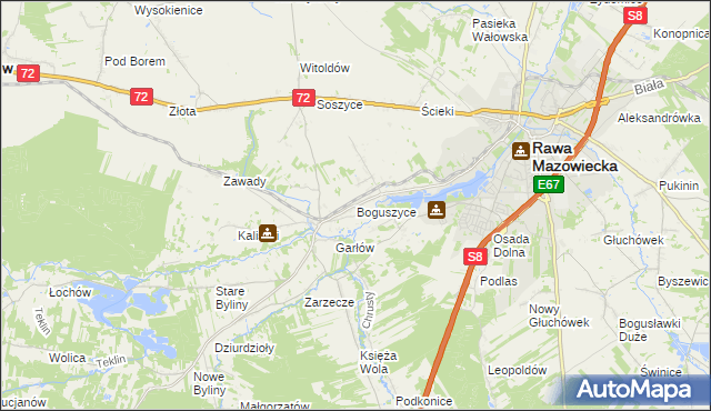 mapa Boguszyce gmina Rawa Mazowiecka, Boguszyce gmina Rawa Mazowiecka na mapie Targeo