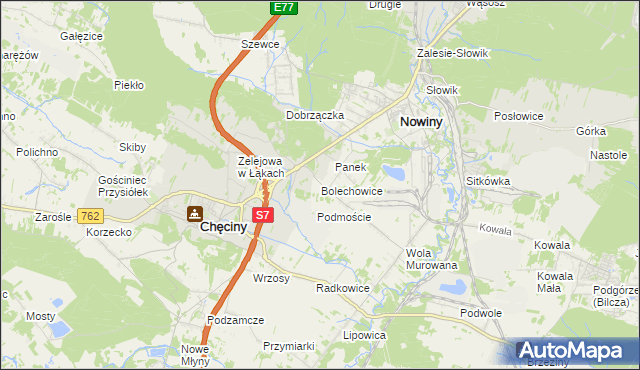 mapa Bolechowice gmina Sitkówka-Nowiny, Bolechowice gmina Sitkówka-Nowiny na mapie Targeo