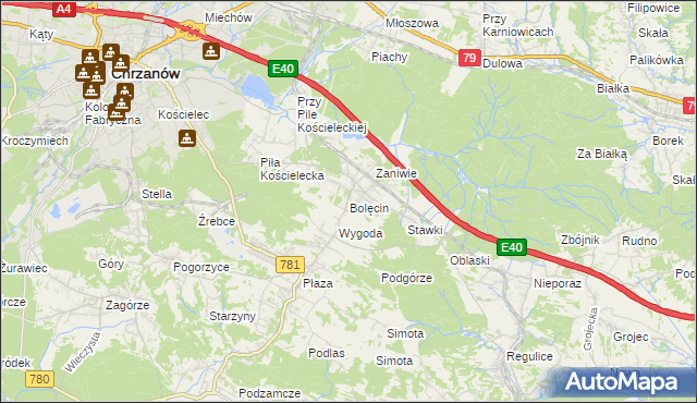 mapa Bolęcin gmina Trzebinia, Bolęcin gmina Trzebinia na mapie Targeo