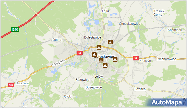 mapa Bolesławca, Bolesławiec na mapie Targeo