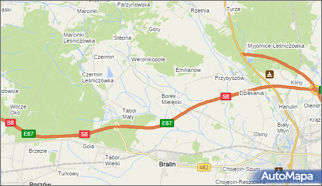 mapa Borek Mielęcki, Borek Mielęcki na mapie Targeo