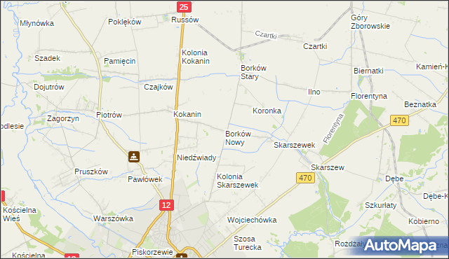 mapa Borków Nowy, Borków Nowy na mapie Targeo