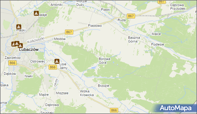 mapa Borowa Góra gmina Lubaczów, Borowa Góra gmina Lubaczów na mapie Targeo